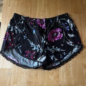 Express High Waist Black and Purple Shorts